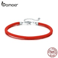 Bracelete de Prata 925 Bamoer com Corda Vermelha – Ajustável e Elegante - imagem 1