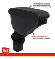 Apoio de Braço Onix Prisma 2012-2019 Preto com Linha Azul em Couro Sintético Premium - imagem 3