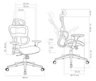 Cadeira de Escritório Ergonômica Presidente com Encosto Bipartido e Braços 6D - Mesh Premium Grafite - imagem 4