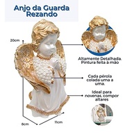 Escultura de Anjo da Guarda em Pérola Branca - Decoração Sagrada para Bebês e Crianças - imagem 4