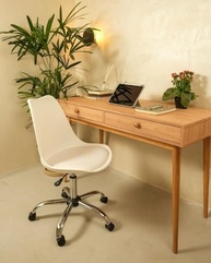 Cadeira Saarinen Empório Tiffany Office Cromada Branca - Design Moderno com Base Rotativa e Rodas - imagem 3