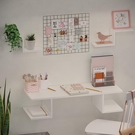 Mesa Escrivaninha Suspensa com Prateleira Branca - Design Moderno para Estudo e Trabalho - imagem 2