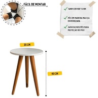 Mesa Decorativa Redonda Moderna Branca 35x45cm - Pé Palito Retro para Sala e Quarto - imagem 3