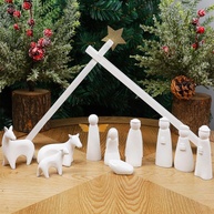 Conjunto de Presépio de Natal com 11 Estatuetas em Resina Branca - Decoração Religiosa Elegante - imagem 1