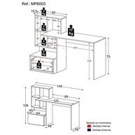 Mesa Escrivaninha Atlantis Multimóveis Branca/Rústica com Espaço para PC – Organize Seu Home Office com Estilo - imagem 5