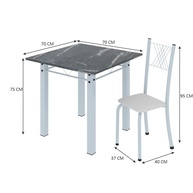 Conjunto de Jantar com Mesa de Granito e 4 Cadeiras Brancas - imagem 2