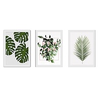 Kit 3 Quadros Decorativos Botânicos 18x24cm com Vidro - Molduras Brancas - imagem 1