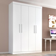 Guarda-Roupa Solteiro Lisboa 4 Portas 2 Gavetas Branco – Organização Moderna e Estilo para Seu Quarto - imagem 2