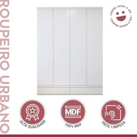 Guarda-Roupa 4 Portas 3 Gavetas 100% MDF Urbano Branco - Organize seu Quarto com Estilo - imagem 5