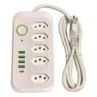 Régua de Energia Inteligente com 5 Tomadas e 4 USB - Bivolt 2m (Branco) - imagem 1