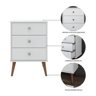 Mesa de Cabeceira Mix com 3 Gavetas em Branco - Design Moderno e Funcional - imagem 5