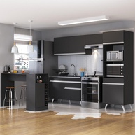 Armário de Cozinha com Bancada Gourmet Veneza - Design Moderno Preto e Branco - imagem 1
