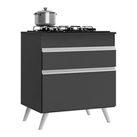 Balcão de Cozinha Moderno para Cooktop 70cm com 1 Porta e 1 Gaveta - Design Veneza Preto e Branco - imagem 2
