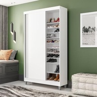 Sapateira Diamante 20 Prateleiras com 2 Portas de Correr Yescasa Branco - imagem 2