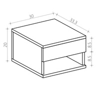 Mesa de Cabeceira Suspensa: Preto e Branco - imagem 2
