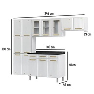 Cozinha Compacta com Vidro 4 Peças Diamante Telasul Branco - Design Moderno em Aço Inox - imagem 3