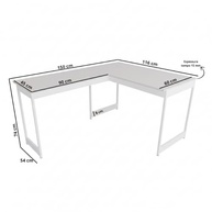 Mesa em L Estilo Industrial Branco com Pés Brancos - Escrivaninha de Canto para Escritório e Estudo - imagem 4