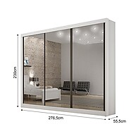 Guarda Roupa 3 Portas Espelho: São Paulo Gold Branco - imagem 2