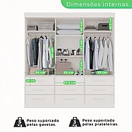 Guarda-Roupa Casal 3 Portas com Espelho Luana Branco - imagem 2