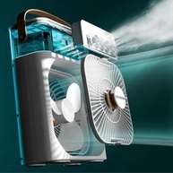 Ventilador Portátil Mesa Silencioso 3 Velocidades + Umidificador LED 5V Branco - imagem 5