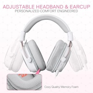 Headset Gamer Redragon Zeus Pro Branco Sem Frio, Bluetooth, Sorround 7.1, Microfone Removível - Branco e Rose Gold - imagem 5