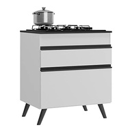 Balcão de Cozinha Moderno para Cooktop 70cm com 1 Porta e 1 Gaveta - Design Veneza Branco/Preto - imagem 2