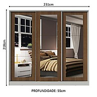 Guarda-Roupa Casal Madesa Eros 3 Portas com Espelho – Branco/Rustic - imagem 2