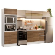Armário de Cozinha Completo 100% MDF 310cm Branco/Rústico/Creme Smart 01 - Design Moderno e Espaçoso - imagem 2
