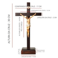 Crucifixo de Mesa em Madeira com Cristo em Resina - 30 cm, Feito no Brasil - imagem 4
