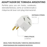 Adaptador Tomada Universal Argentino/Europeu p/ Brasileiro 10A/15A Bivolt - imagem 4