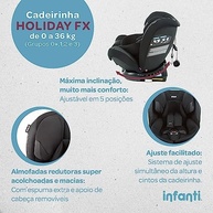 Cadeirinha Infanti Holiday FX Isofix 0-36kg Grey Brave: Segurança e Conforto para Todas as Fases - imagem 5