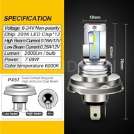 Ruiandsion Lâmpada LED P45T H5 R2: Iluminação Super Brilhante para Sua Moto (6-24V) - imagem 3