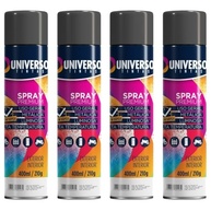 Tinta Spray 400ml Preto Brilhante Uso Geral em Aço Ferro Couro Gesso Cerâmica | Universo | Kit 04 un - imagem 2
