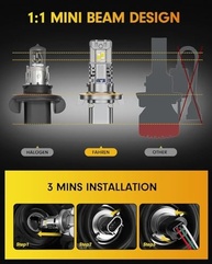 Lâmpadas LED H13/9008 FAHREN: Brilho Extremo 1200% e Visibilidade Superior - imagem 3