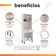 Armário de Cozinha Balli 4 Portas e 1 Gaveta em Branco Brilho - Espaço Inteligente para sua Cozinha - imagem 5