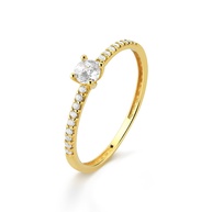 Anel Solitário com Zircônias Cravejadas em Ouro 18k - Elegância e Brilho - imagem 2
