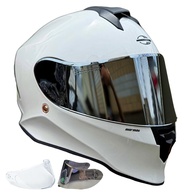 Capacete Mormaii Original Branco Brilho: Segurança e Estilo com Viseira Espelhada + Transparente - imagem 1