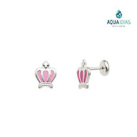 Brinco Coroa Rosa Prata 925: Encanto para Bebês - imagem 1