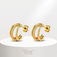 Brinco Vnox Três Fios C para Menina – Ouro 18K e Hipoalergênico - imagem 1