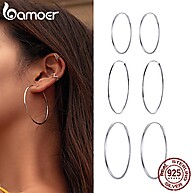 Brincos Bamoer Big Hoop 925 Prata Fina para Mulher – SCE598 - imagem 1