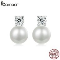 Brincos Bamoer: Pérola & Moissanite em Prata 925 - imagem 1