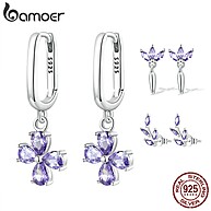 Brincos Bamoer Prata 925: Elegância Floral e Cruz - imagem 1