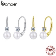 Brincos de Argola de Prata Esterlina 925 com Moissanite e Pérolas - Bamoer - imagem 1