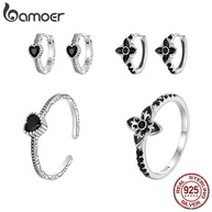 Brincos de Prata 925 Flor Negra Bamoer - imagem 1