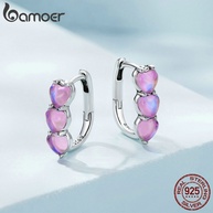 Brincos de Prata Rosa Bamoer: Elegância em Coração - imagem 1