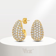 Brincos Gota D'Água Vnox: Elegância em Ouro 18K - imagem 1