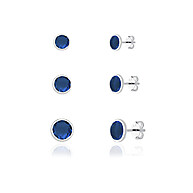 Brincos Prata 925 Azul Marinho: Trio Elegante - imagem 1