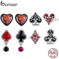 Brincos Prata 925 Bamoer: Pôquer e Coração Dark - imagem 1