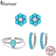 Brincos Prata 925 Turquesa Bamoer: Elegância Simples - imagem 1