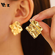 Brincos Vnox: Design Moderno em Aço Inox Ouro 18K - imagem 1
